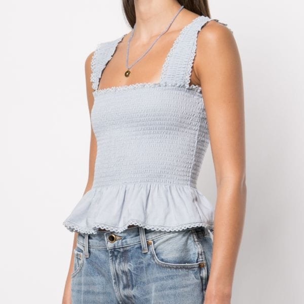New Reformation Oakleigh Smocked Top Size 1X